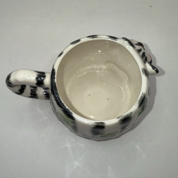 Cute Whimsical Cat Mug Cup Black White Striped Tabby Succulent Air Fern Planter - Picture 4 of 8